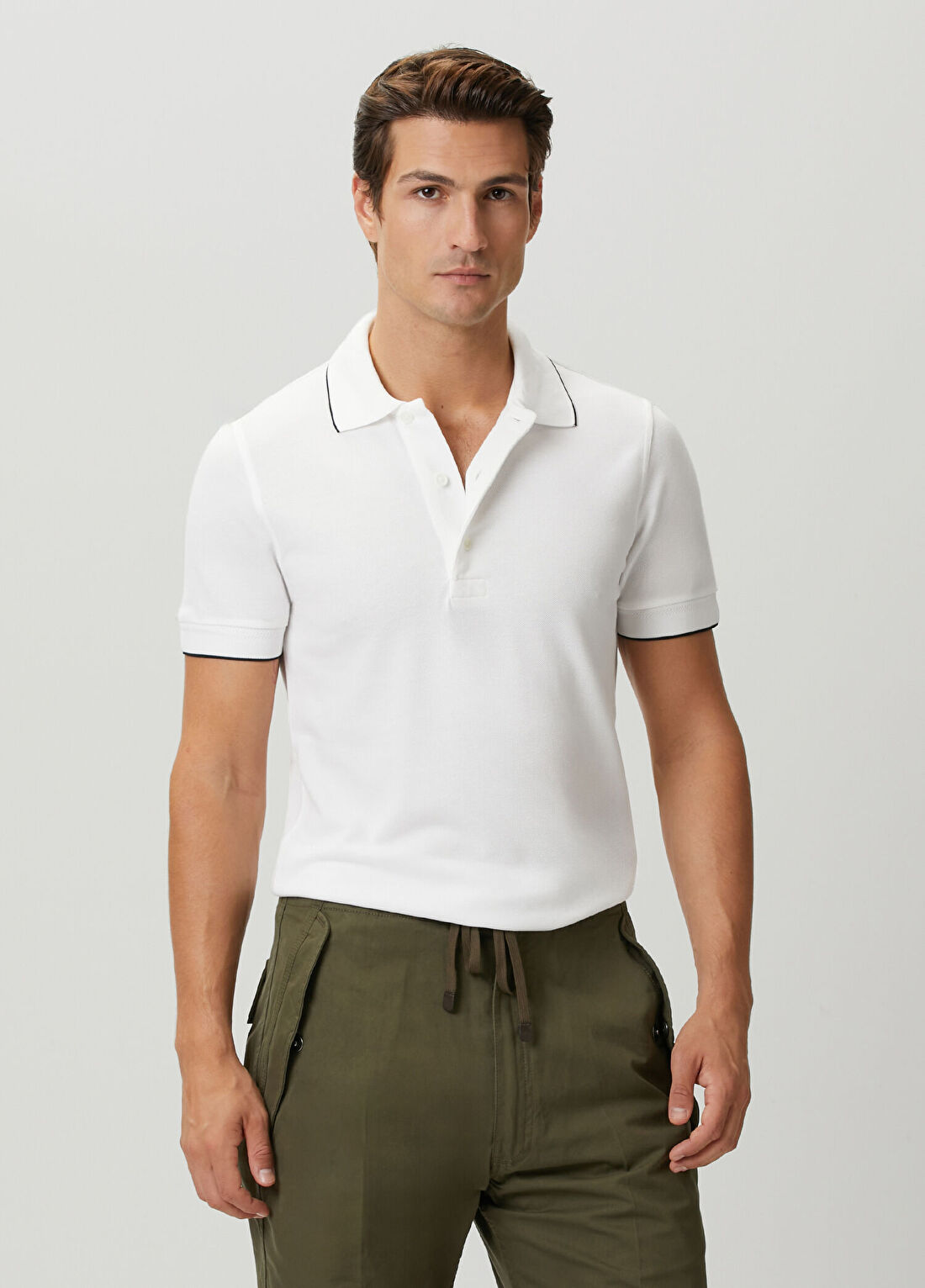 Tom Ford Siyah Beyaz Polo Yaka T-shirt