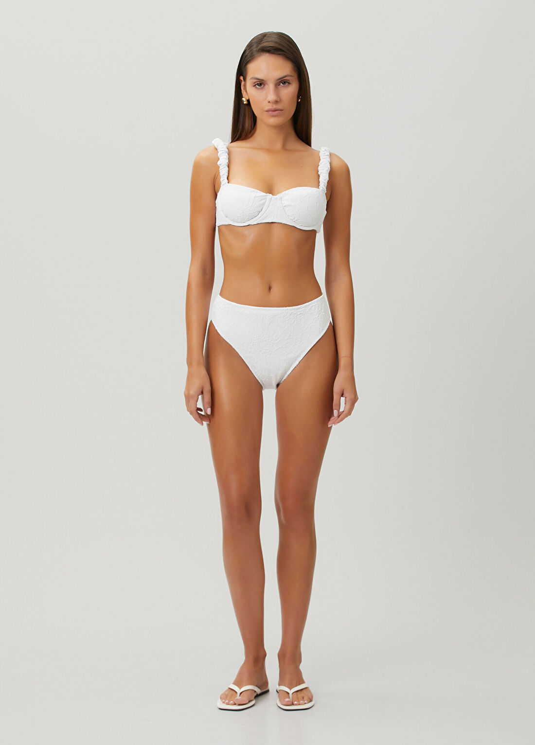 Farm Rio Gerbera Daisy Beyaz Yüksek Bel Bikini Altı