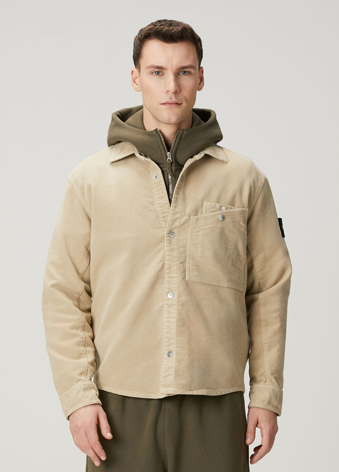 Stone Island Comfort Fit Bej Dış Gömlek