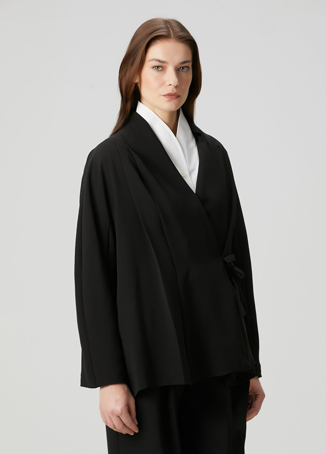 Umit Benan Siyah İpek Kimono görsel 3