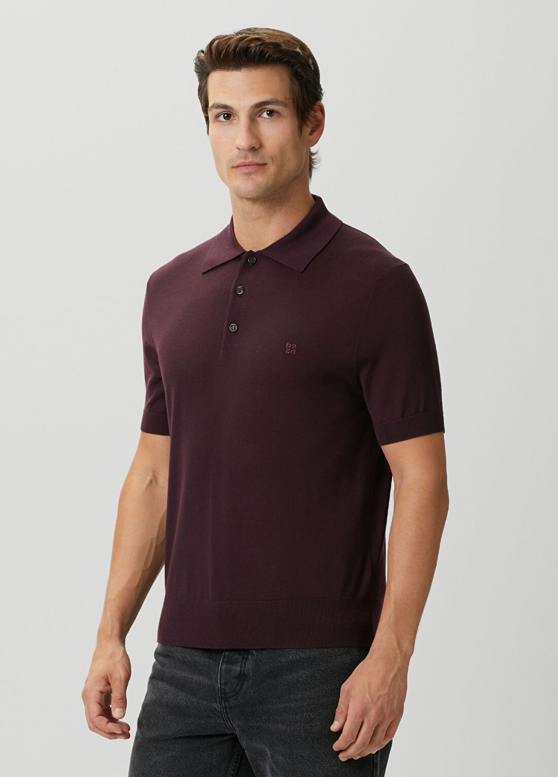 Dsquared2 Bordo Kısa Kollu Yün Polo Triko