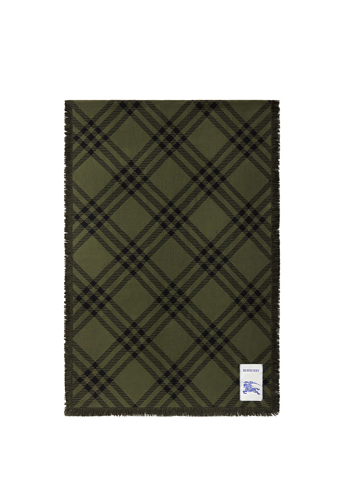 Burberry Wide Check Yeşil Yün İpek Kadın Atkı