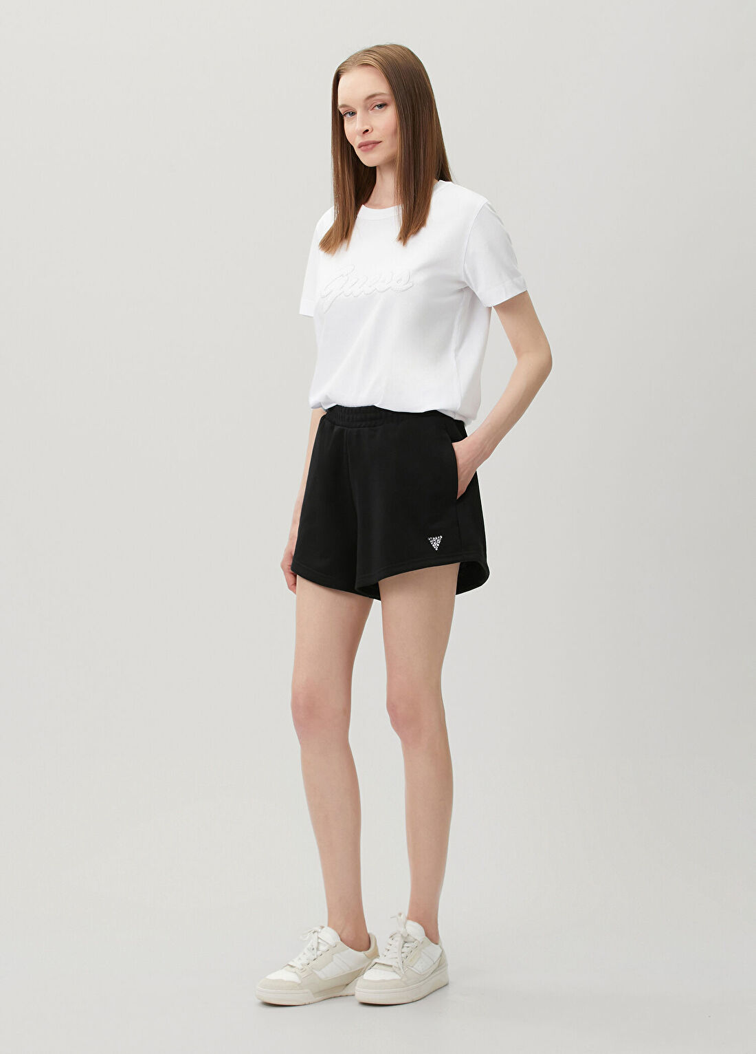 Guess Jersey Boxy Fit Beyaz T-Shirt görsel 2