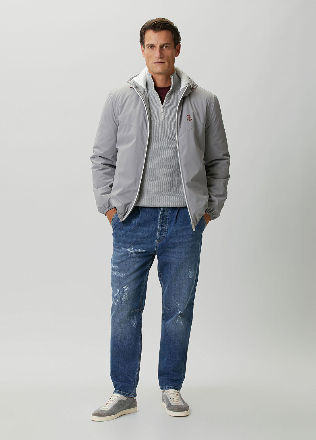 Brunello Cucinelli Mavi Yıpratma Detaylı Jean Pantolon