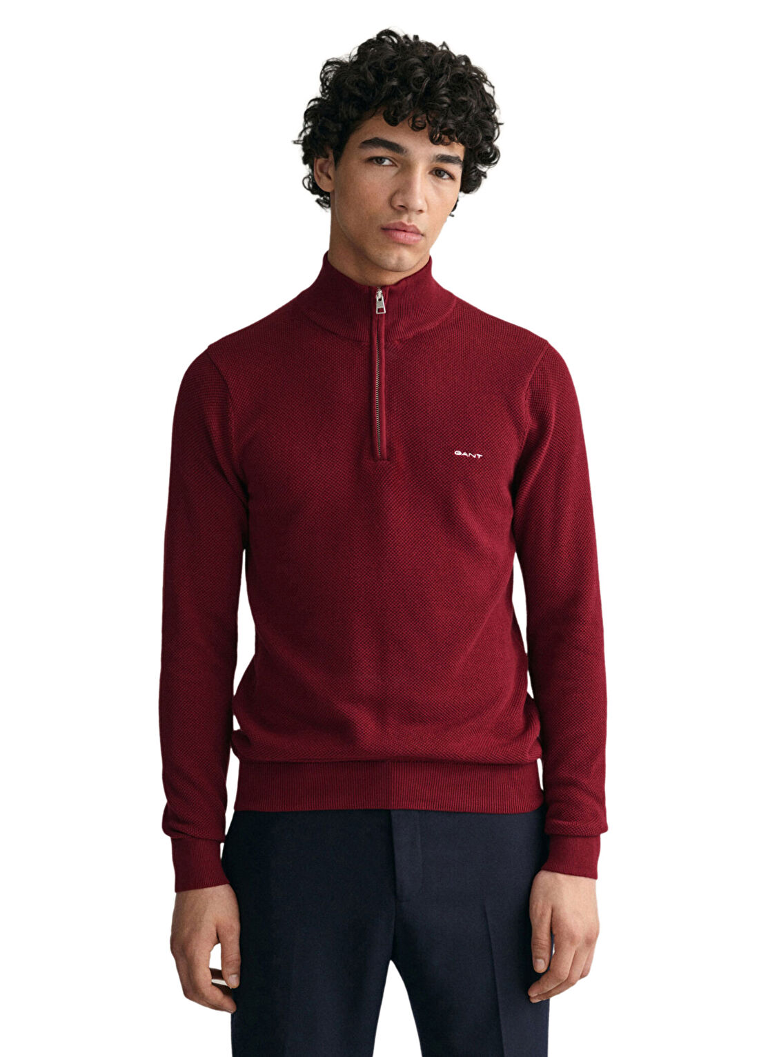 Gant Kırmızı Yarım Fermuarlı Regular Fit Erkek Kazak