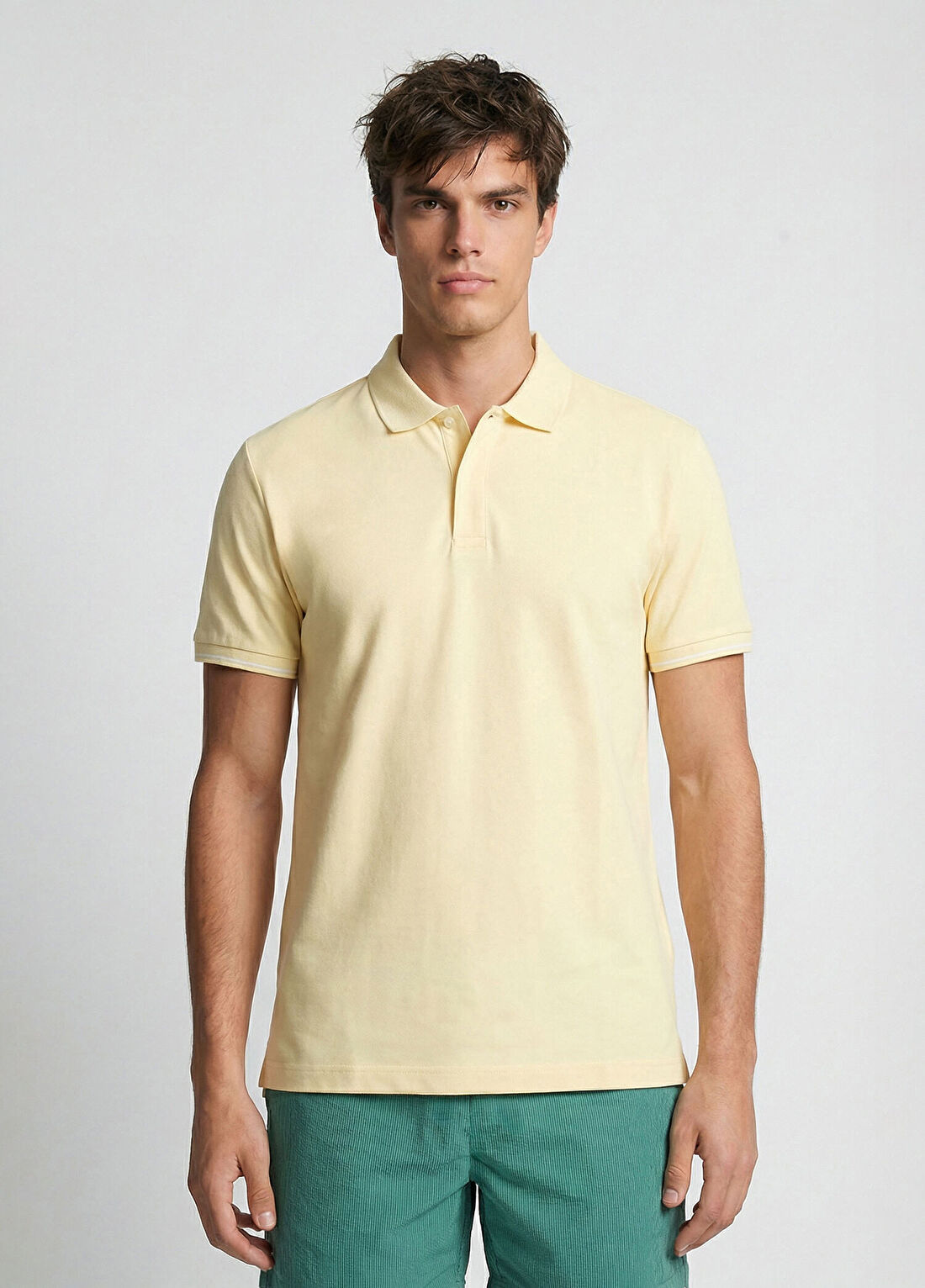 Network Sarı Polo Yaka Pike T-Shirt