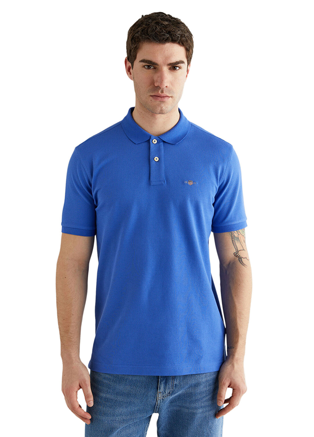 Gant Mavi Logolu Regular Fit Polo Yaka Kısa Kollu Erkek T-Shirt görsel 2