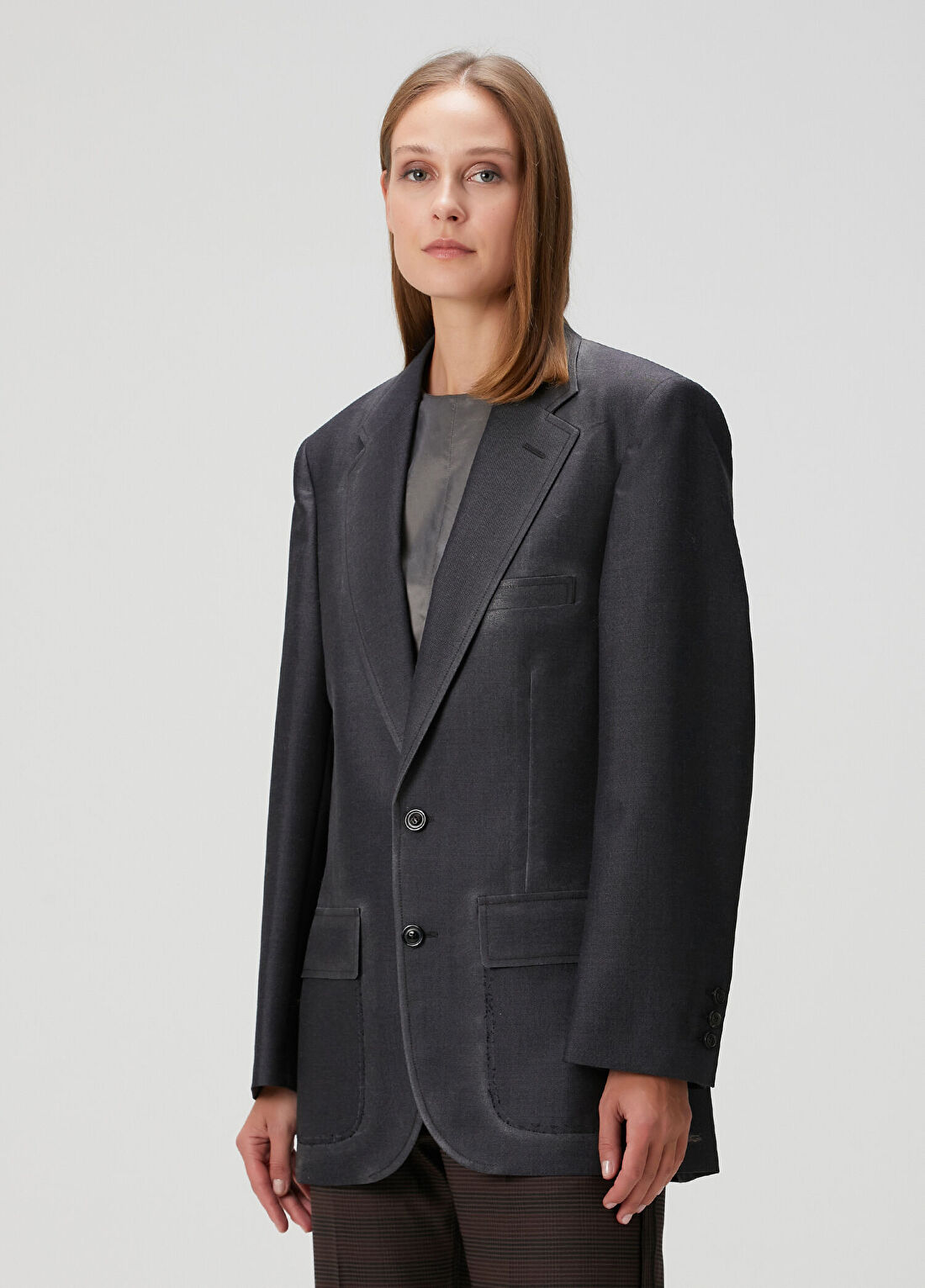 Maison Margiela Antrasit Yün Blazer görsel 3