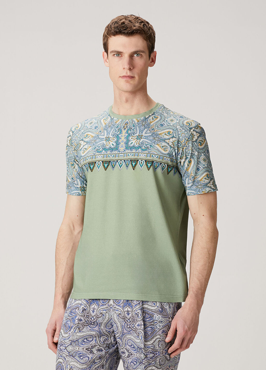Etro Çok Renkli Yeşil Etnik Desenli T-shirt