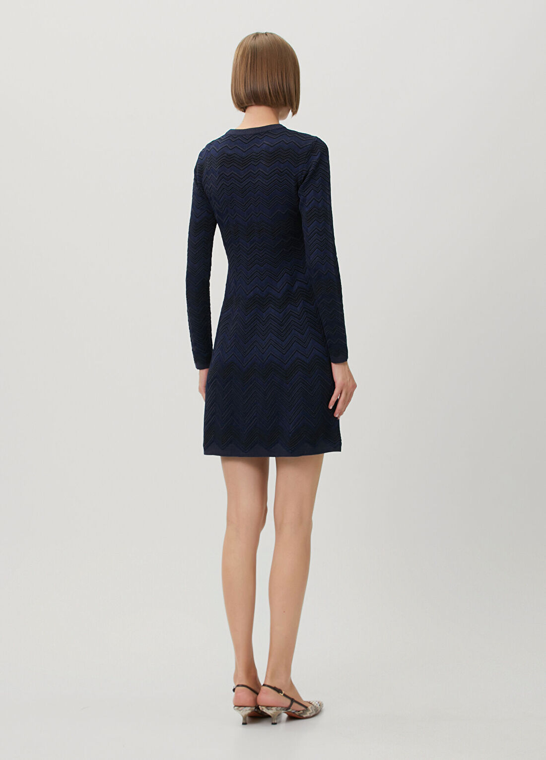 Missoni Lacivert Zikzak Desenli Mini Elbise görsel 4