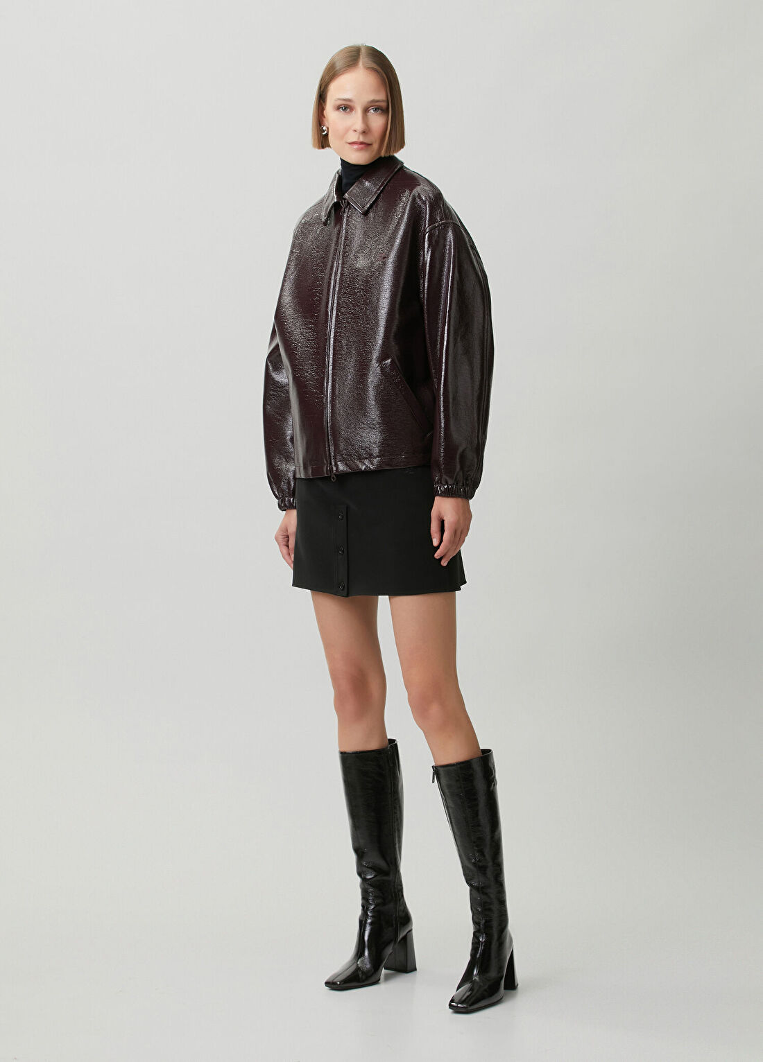 Courreges Mürdüm Vinil Bomber Mont görsel 2