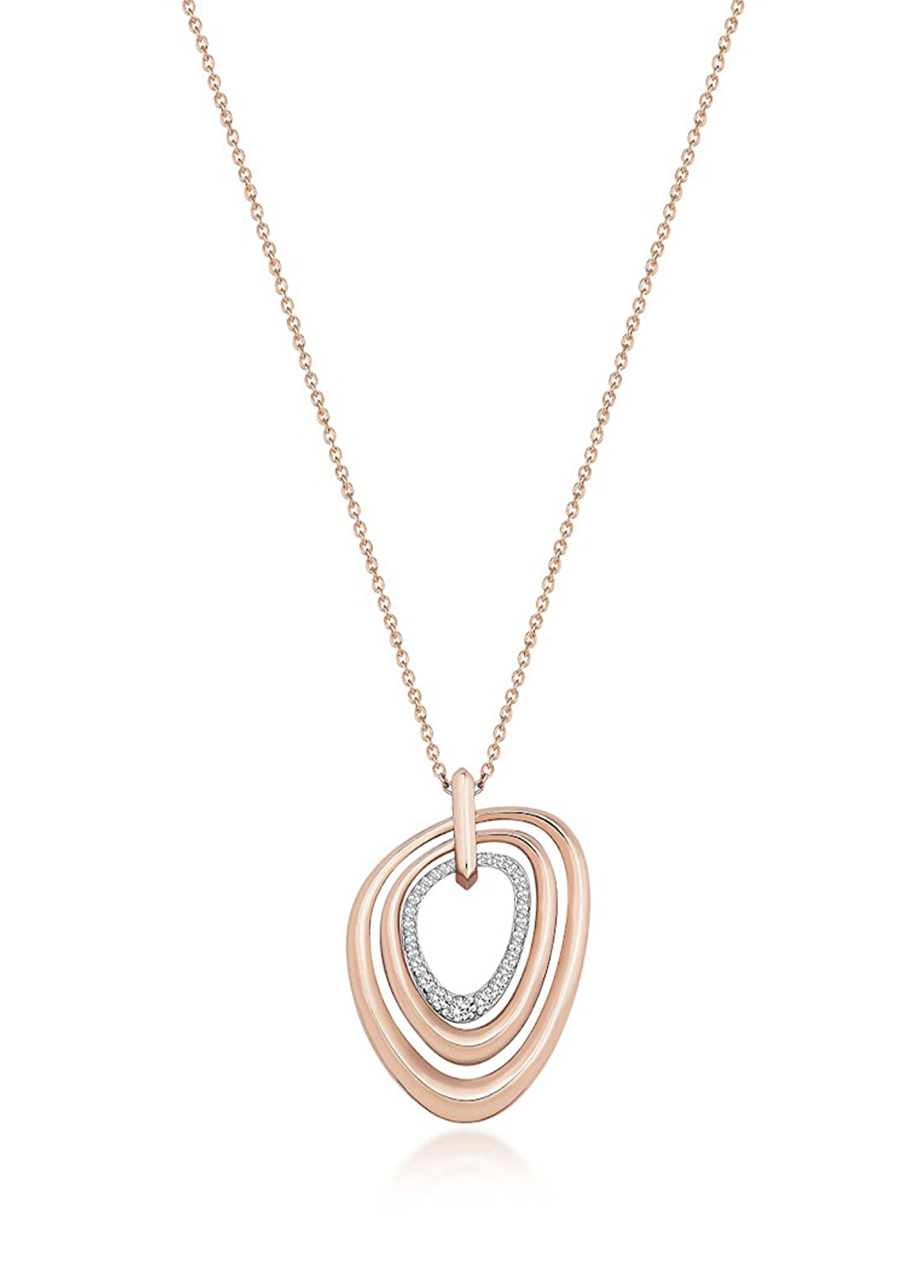 Reis Kuyumculuk Coexist Triple Pırlanta Taşlı 14 Ayar Rose Gold Kadın Kolye