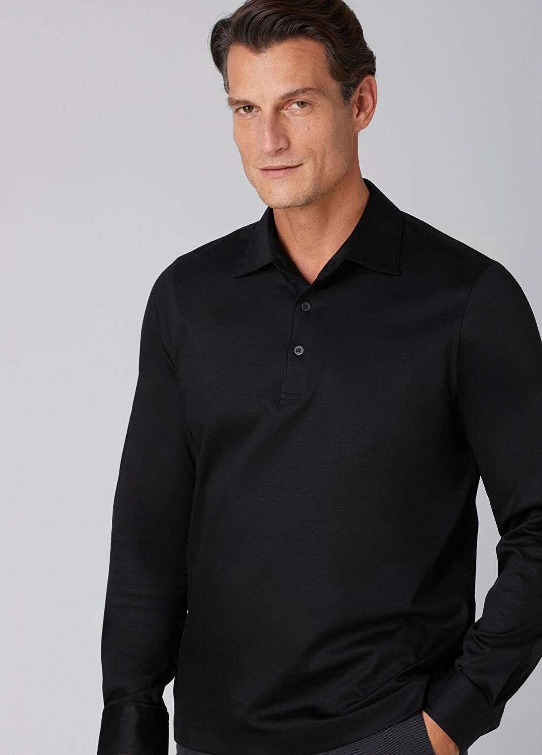 Beymen Collection Siyah Yarım Patlı Interlock Gömlek