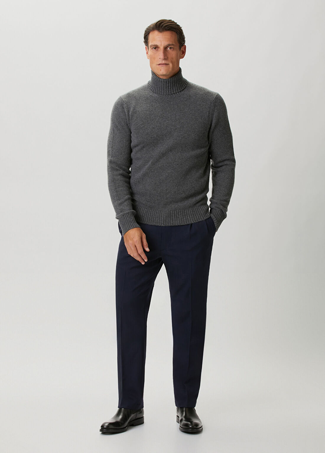 Dunhill Lacivert Pileli Yün Pantolon