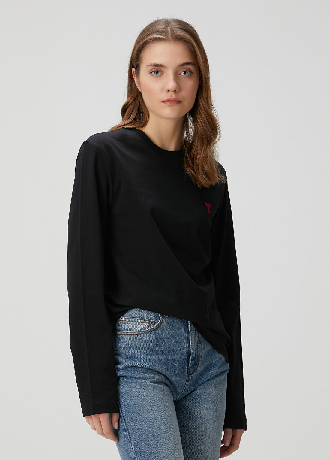 Ami Paris Siyah Uzun Kol T-shirt