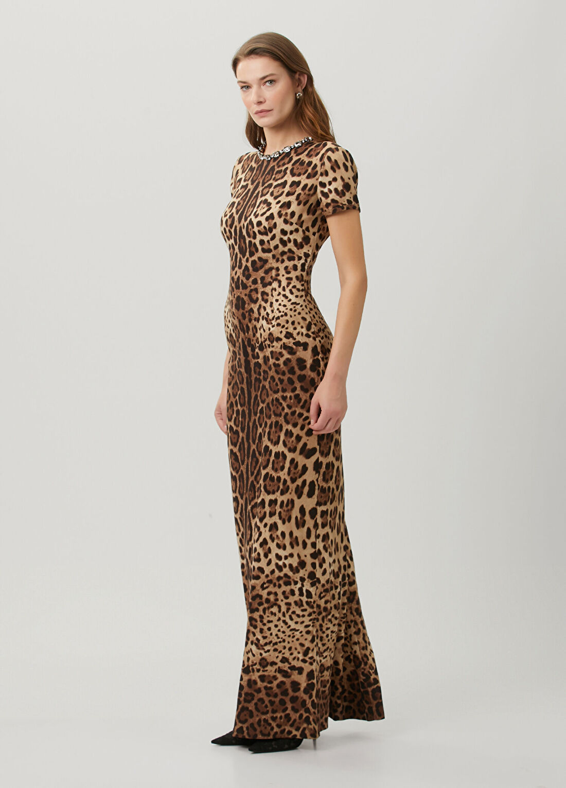 Dolce&Gabbana Leopar Desenli Maksi İpek Elbise görsel 2