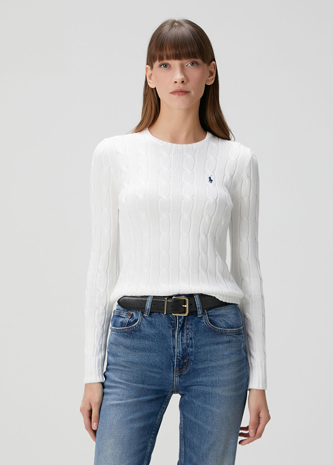 Polo Ralph Lauren Beyaz Saç Örgülü Triko