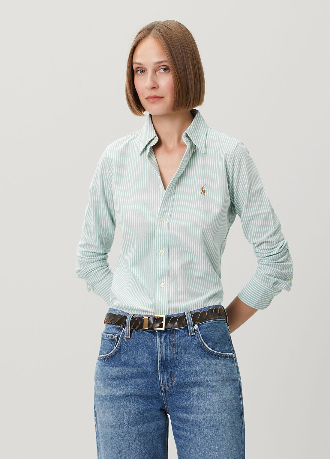 Polo Ralph Lauren Yeşil Çizgili Gömlek görsel 3