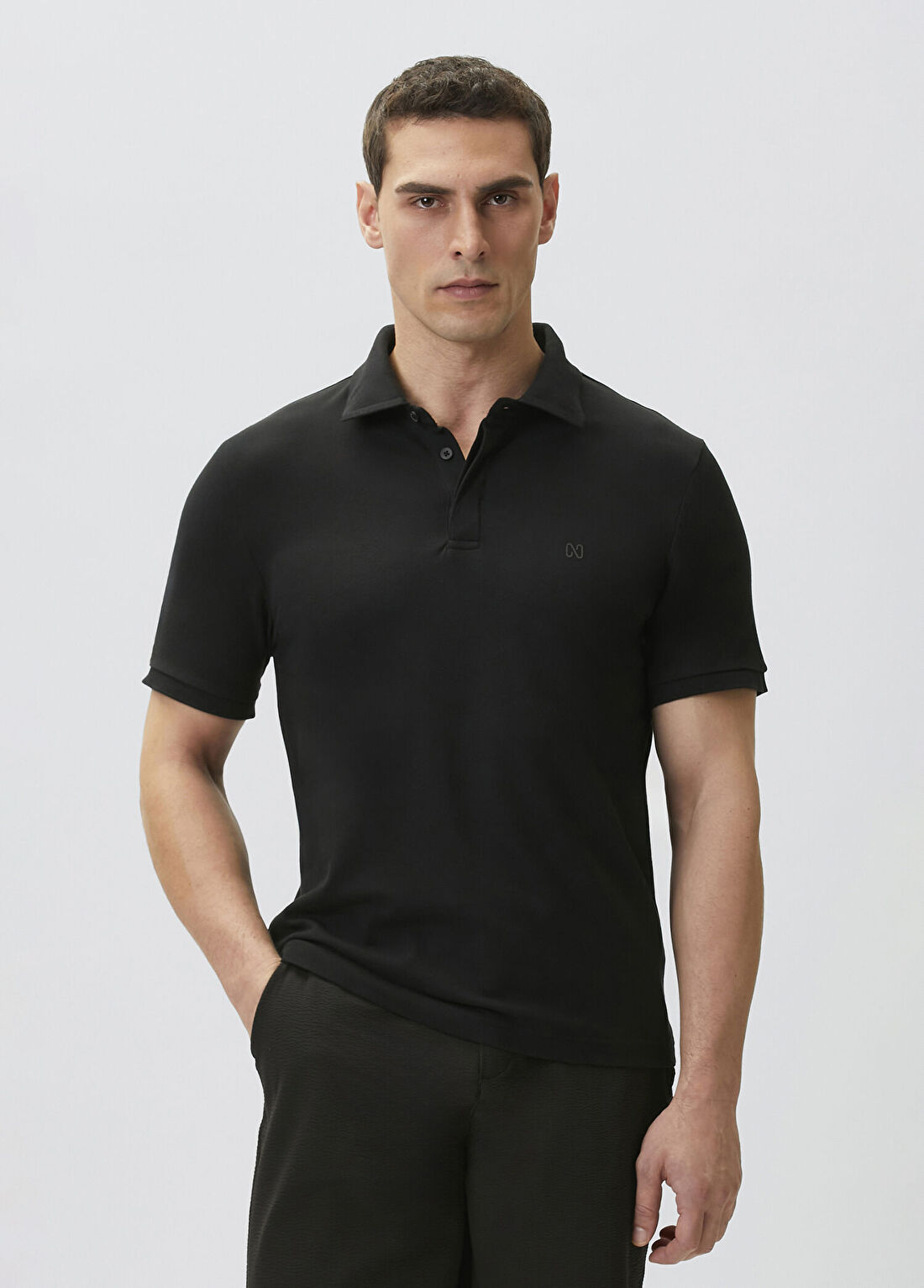 Network Siyah Pike Desen Polo T-shirt görsel 3