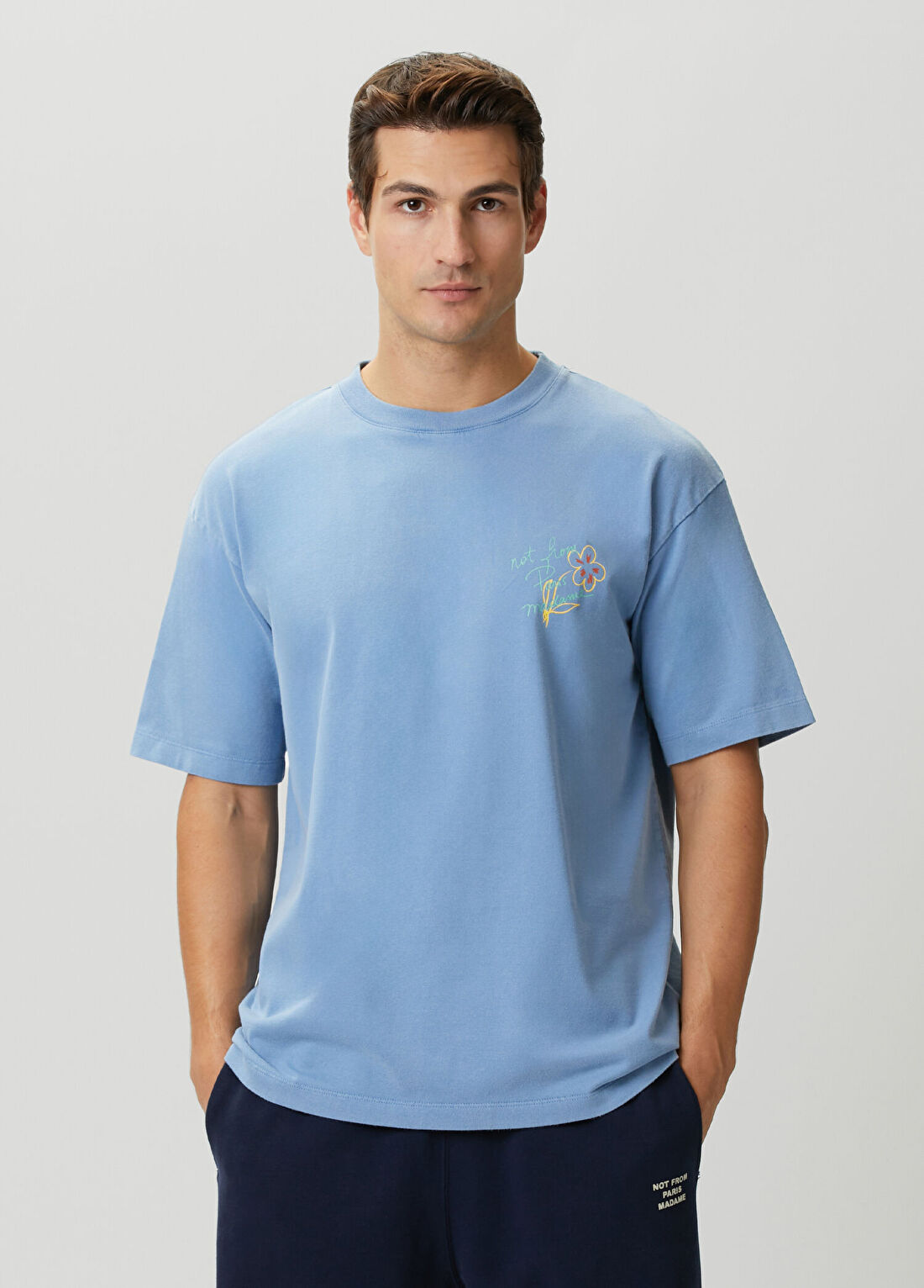Drôle De Monsieur Mavi Logo Baskılı T-shirt