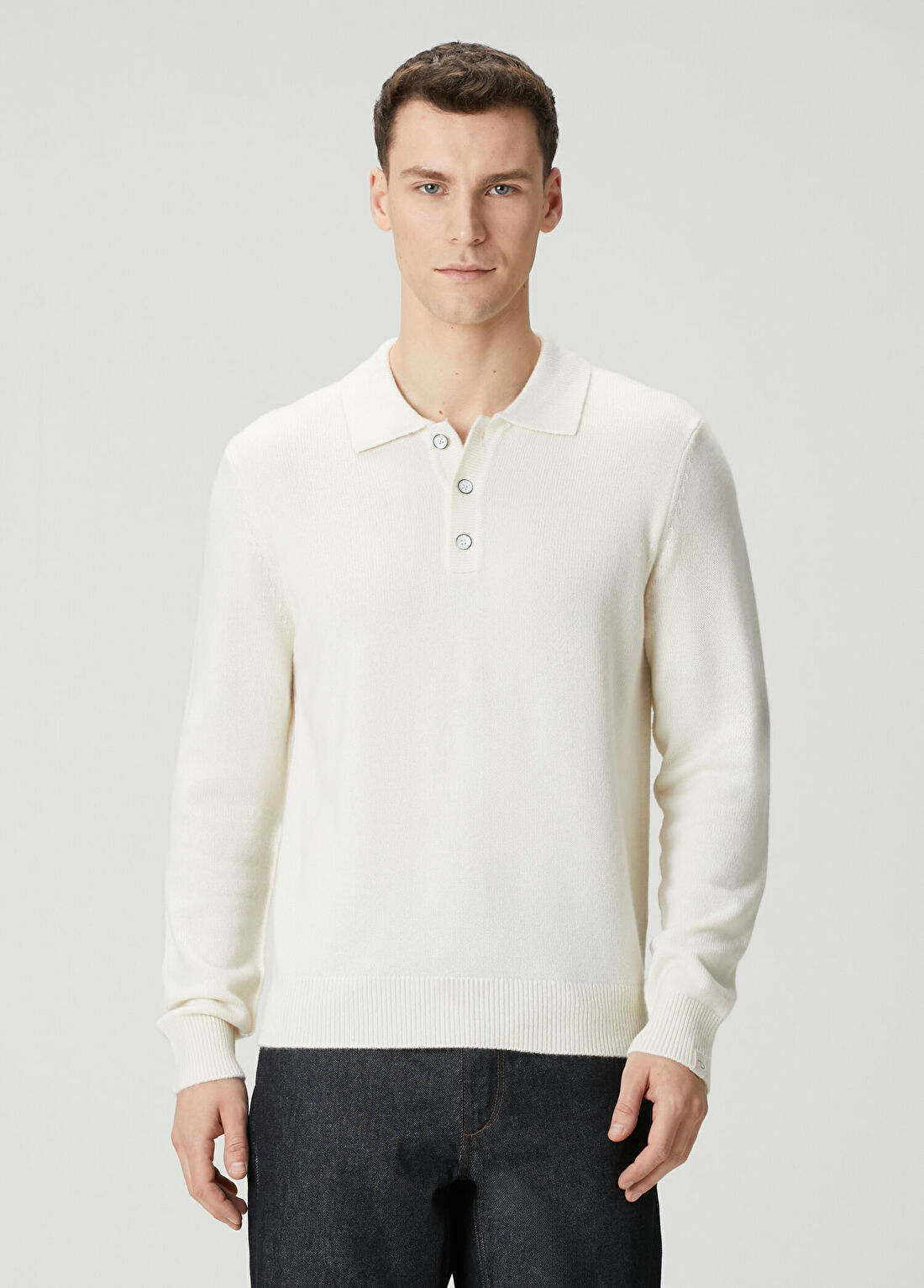 Rag&Bone Declan Ekru Polo Yaka Kaşmir Kazak