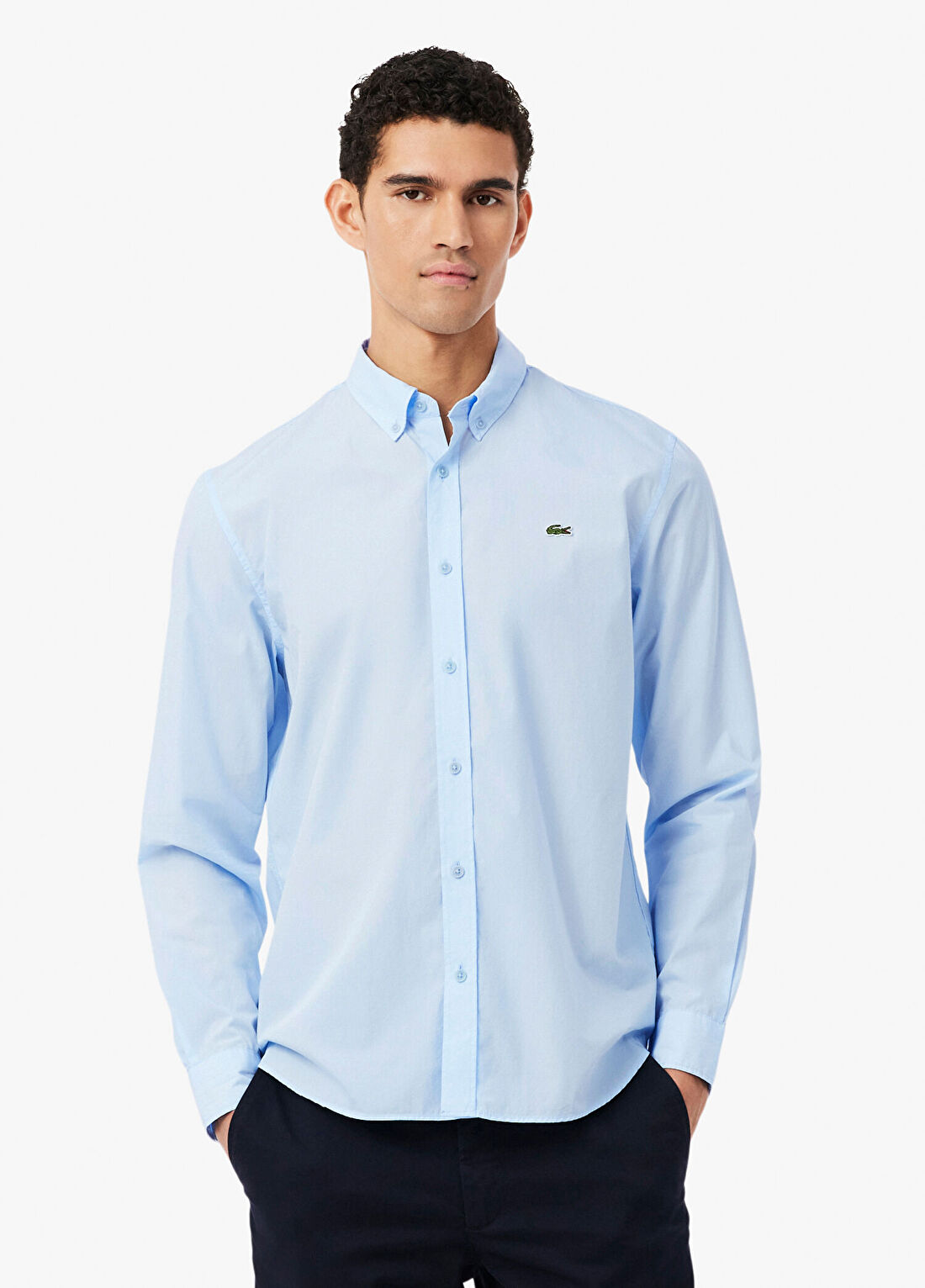 Lacoste Mavi Regular Fit Düğmeli Yaka Uzun Kollu Erkek Gömlek