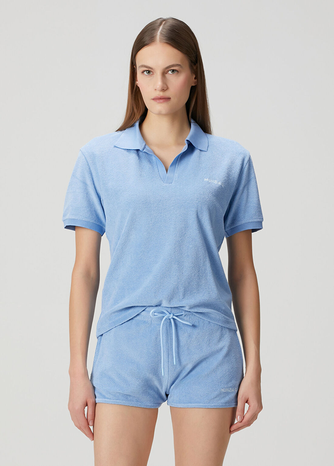 Hunza G Mavi Polo Havlu T-shirt