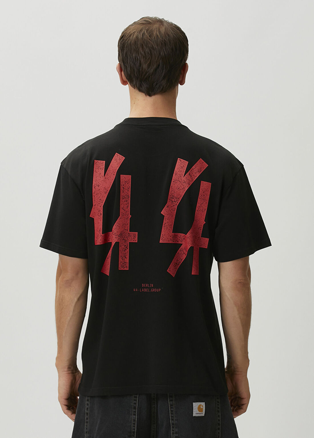 44 Label Group Siyah Logo Baskılı T-shirt görsel 4