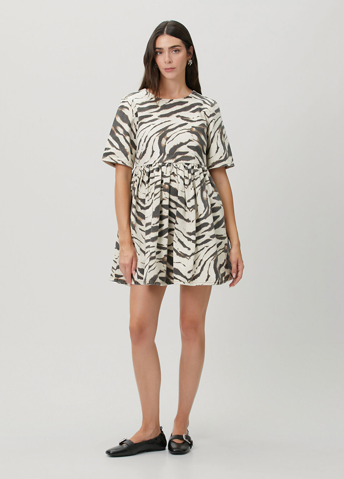 Ganni Zebra Desenli Mini Elbise görsel 2