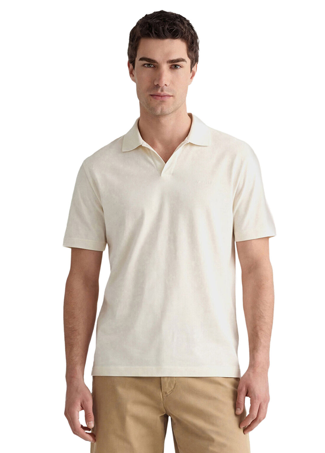 Gant Krem Rengi Polo Yaka Regular Fit Kısa Kollu Erkek T-Shirt