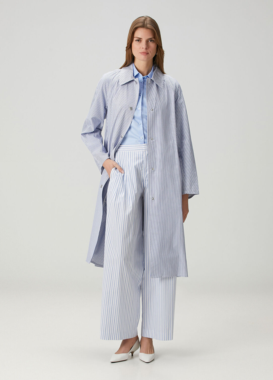 Rag&Bone Chappell Mavi Çizgili Poplin Pantolon
