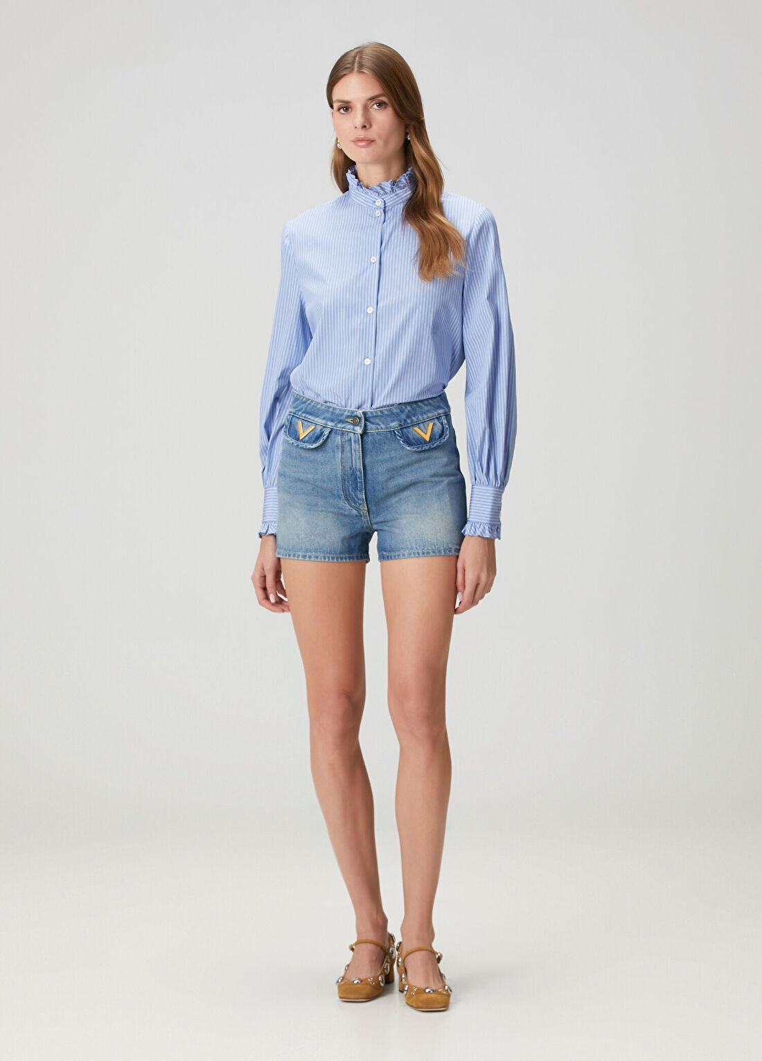 Valentino VGold Mavi Denim Şort