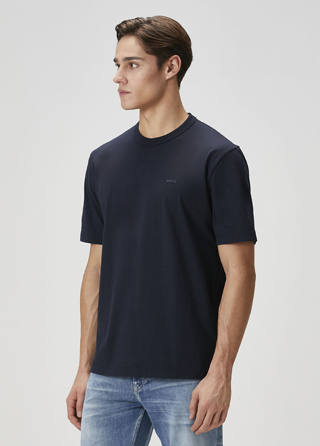 Boss Lacivert Logo Nakışlı T-shirt görsel 3