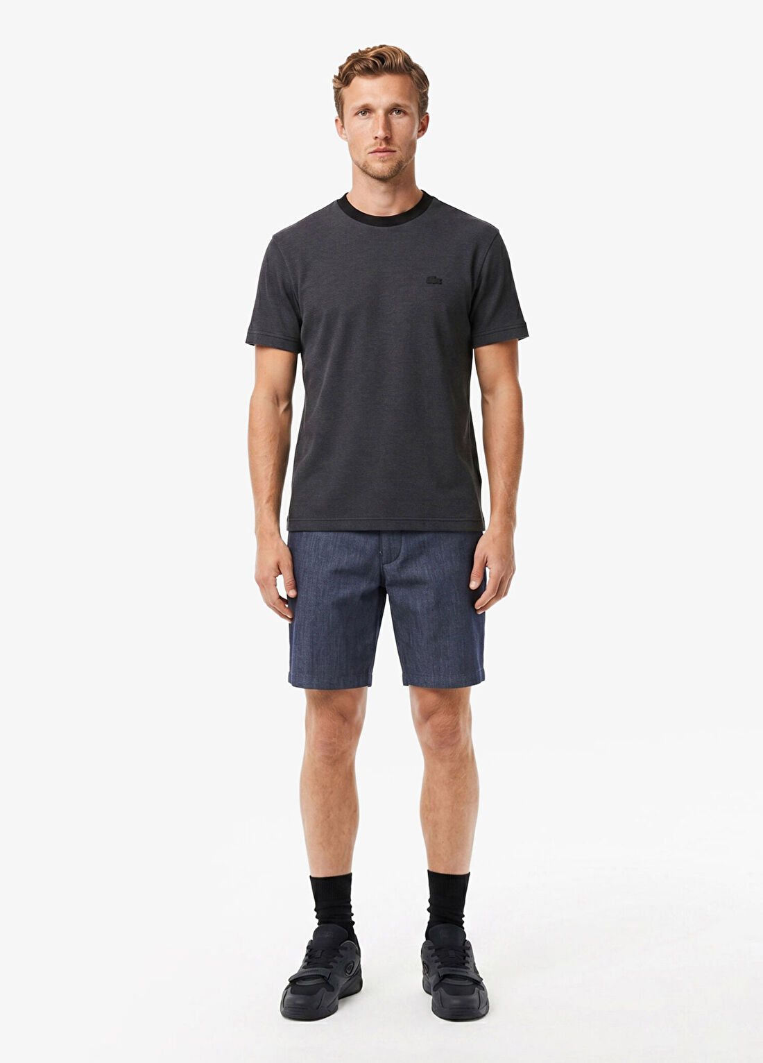 Lacoste Siyah Relaxed Fit Bisiklet Yaka Kısa Kollu Erkek T-Shirt görsel 4