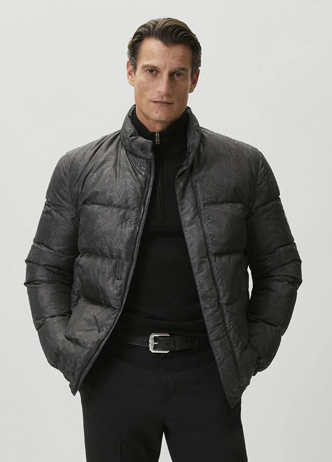 Etro Siyah Çiçekli Puffer Mont