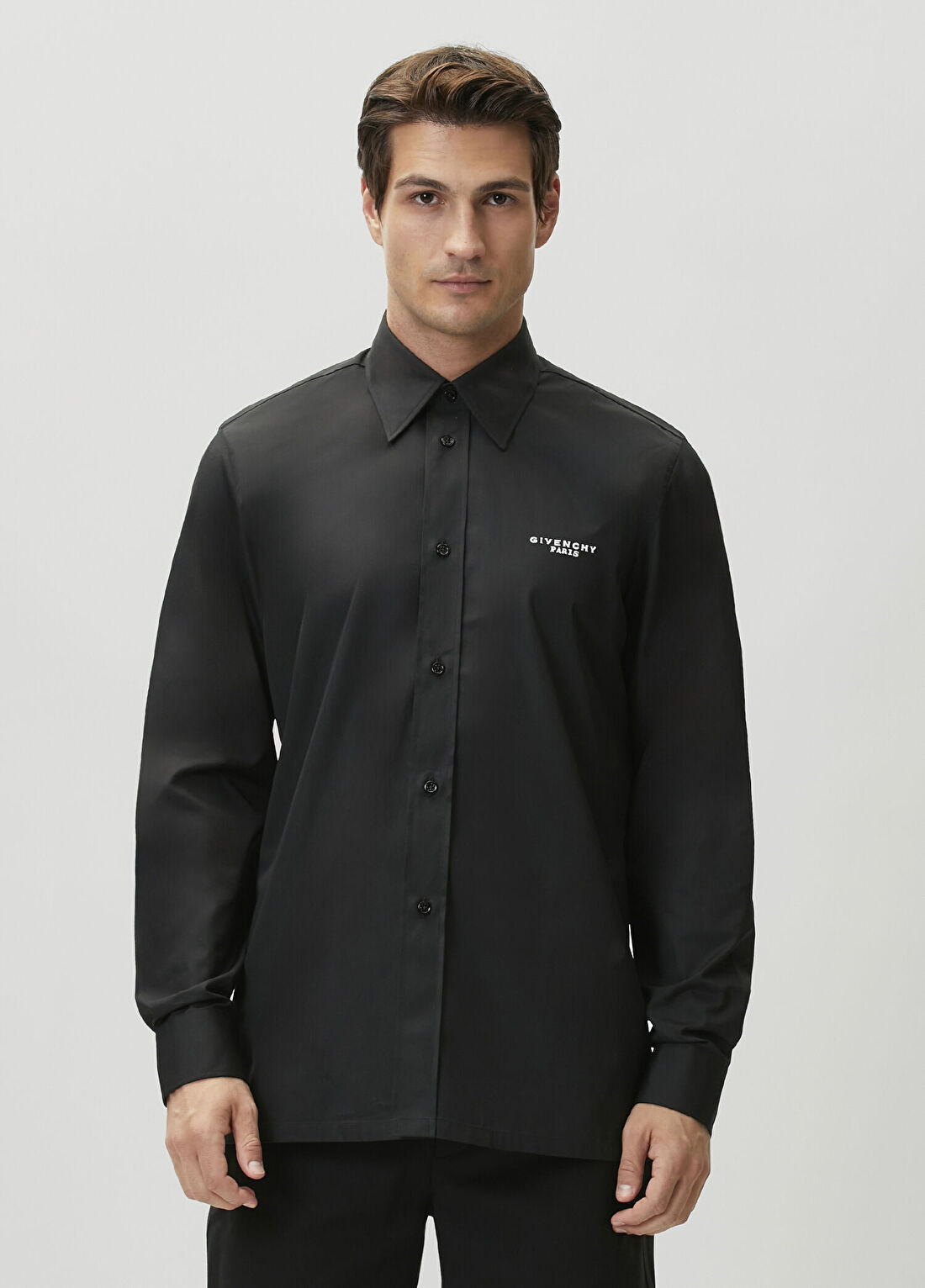 Givenchy Siyah Logo Nakışlı Poplin Gömlek
