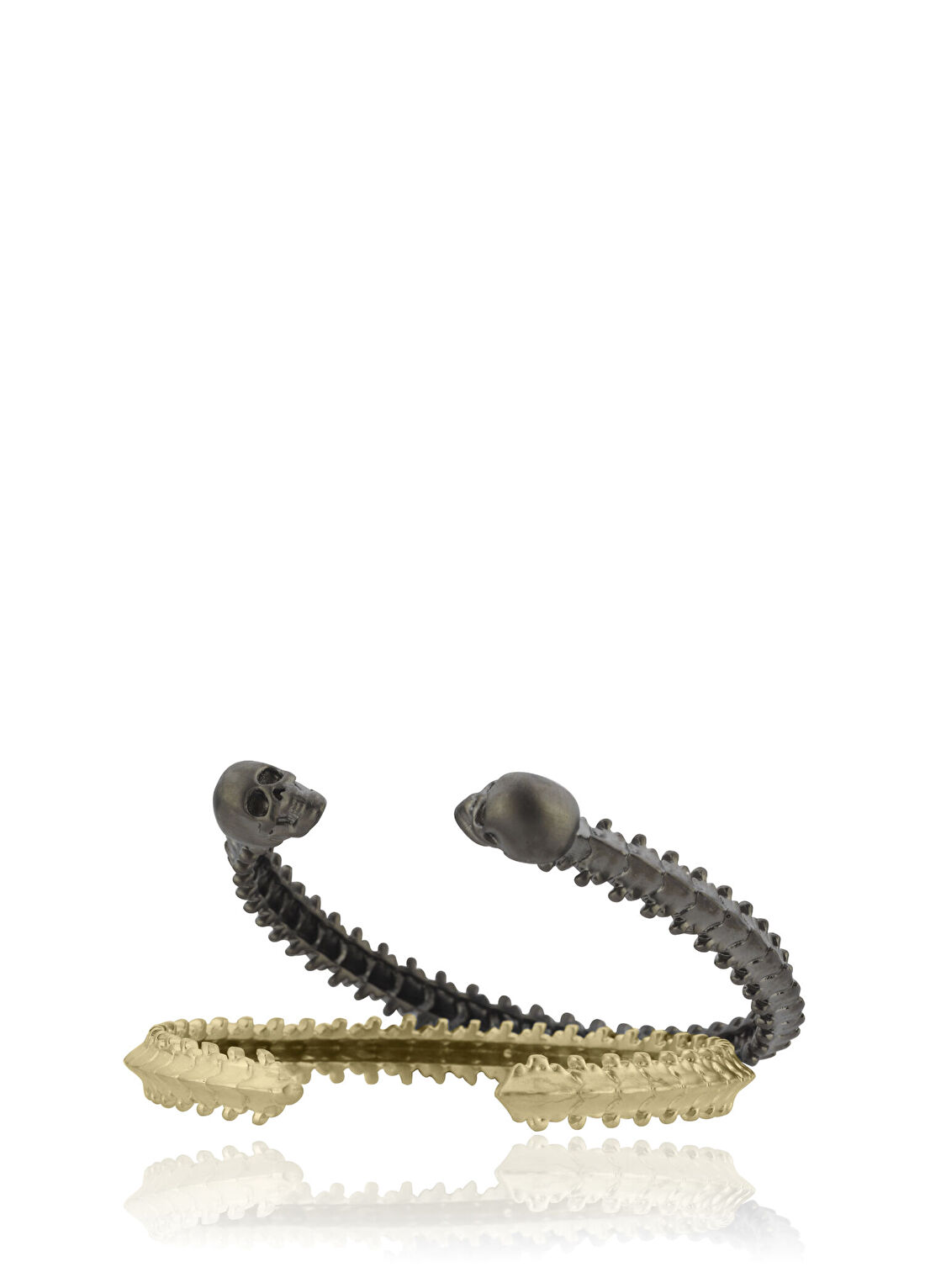 Melie Jewelry Skeleton 925 Ayar Gümüş Üzeri Gold Kaplama Erkek Bileklik görsel 3