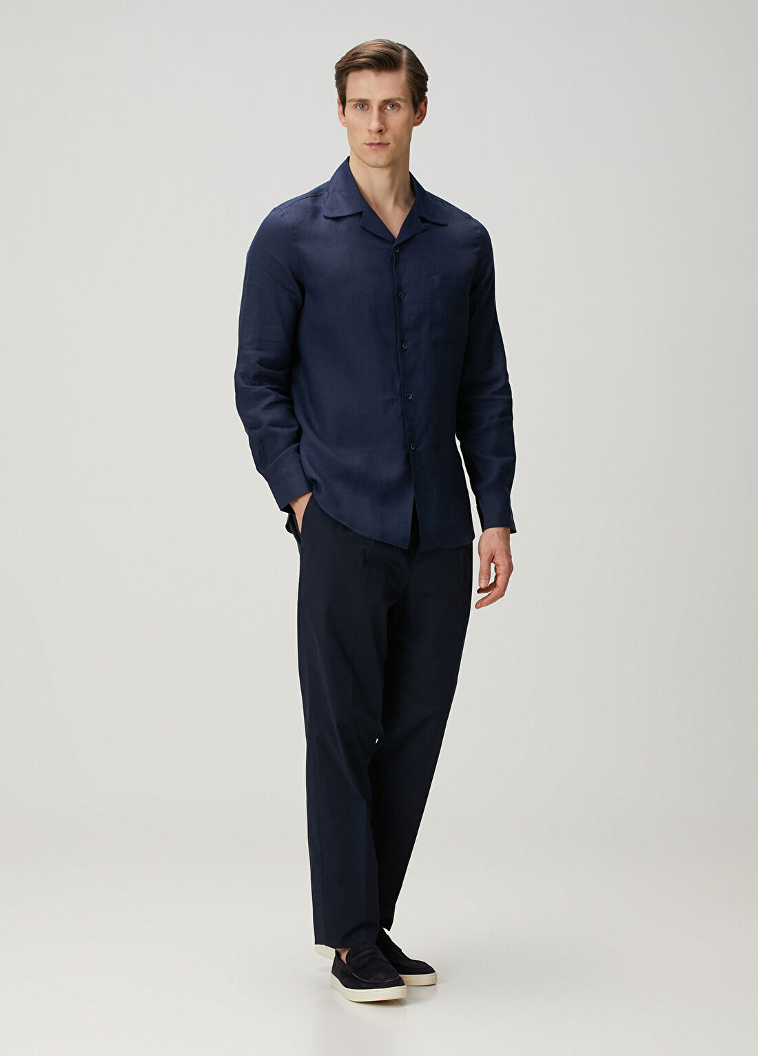 Brunello Cucinelli Lacivert Pilili Pantolon