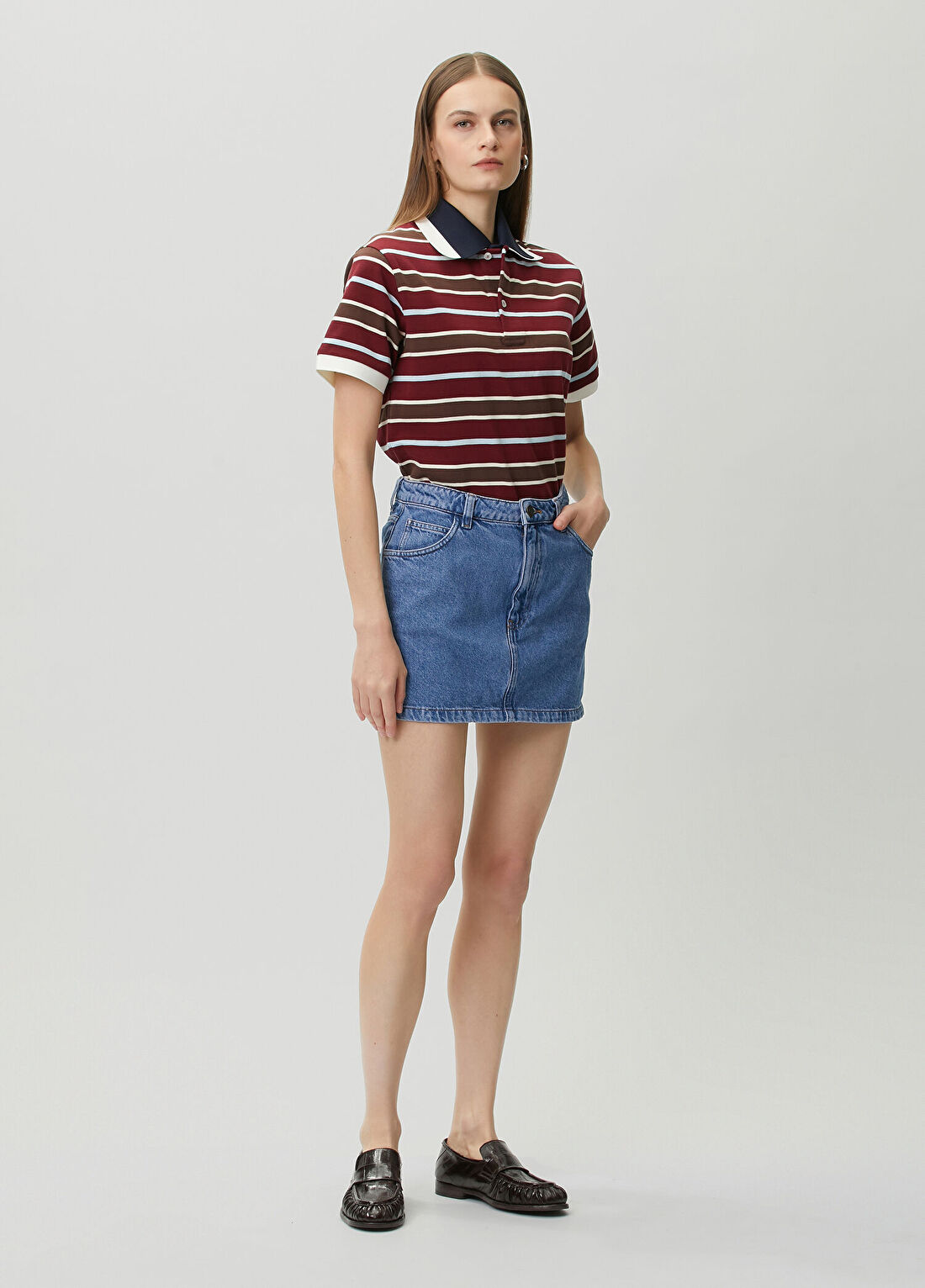 Mithridate Kırmızı Beyaz Çizgili Polo T-shirt görsel 2