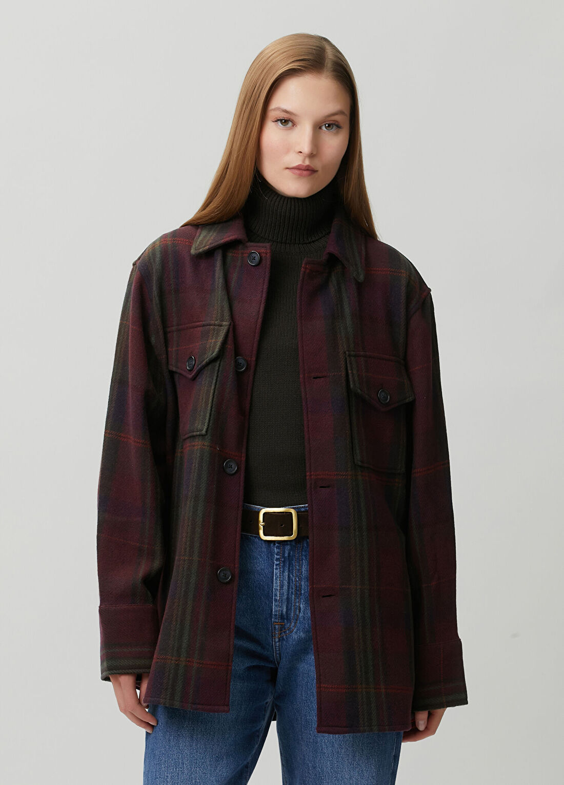 Polo Ralph Lauren Bordo Ekoseli Yün Gömlek