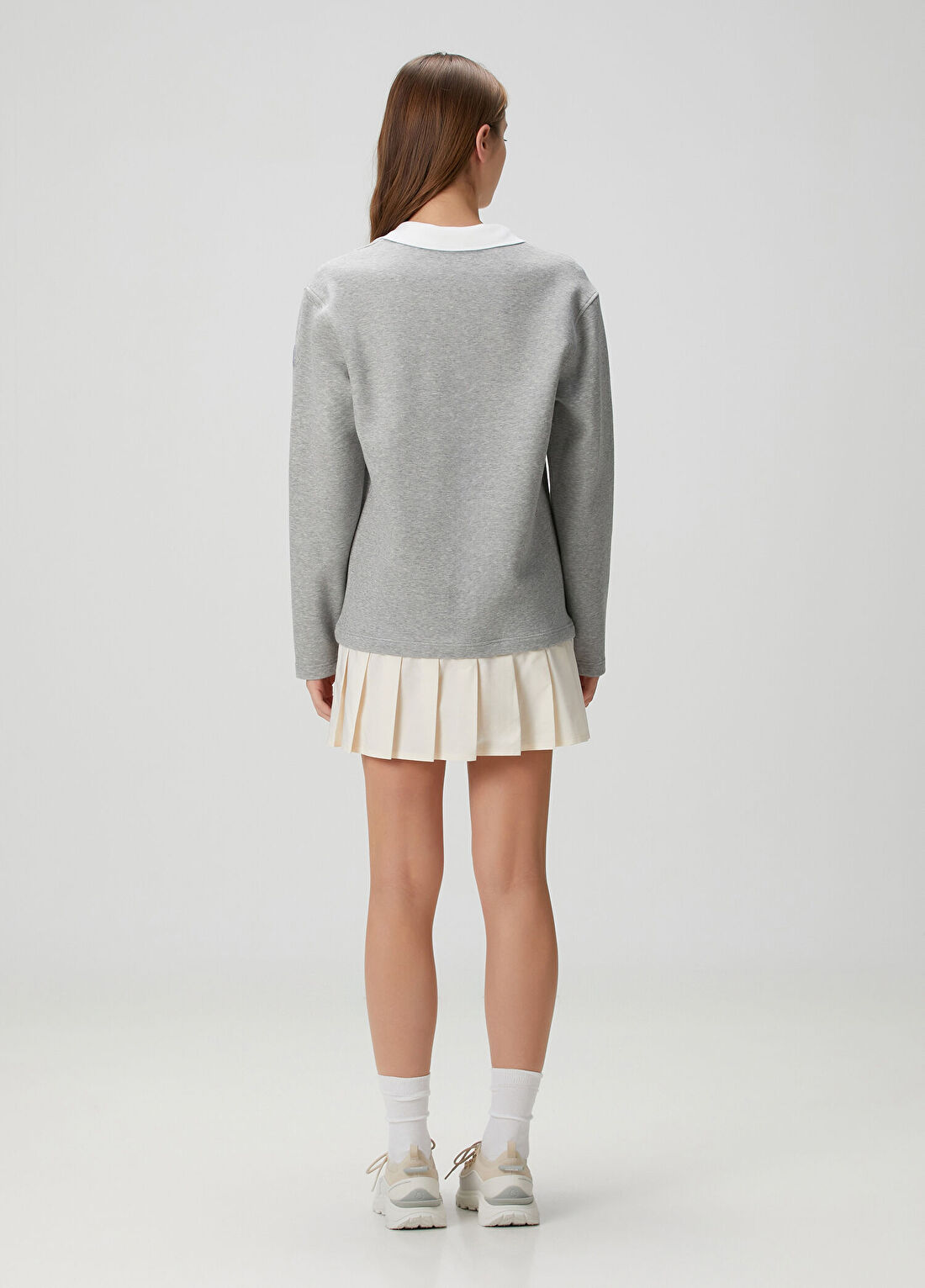 Moncler Gri Pileli Mini Polo Elbise görsel 4