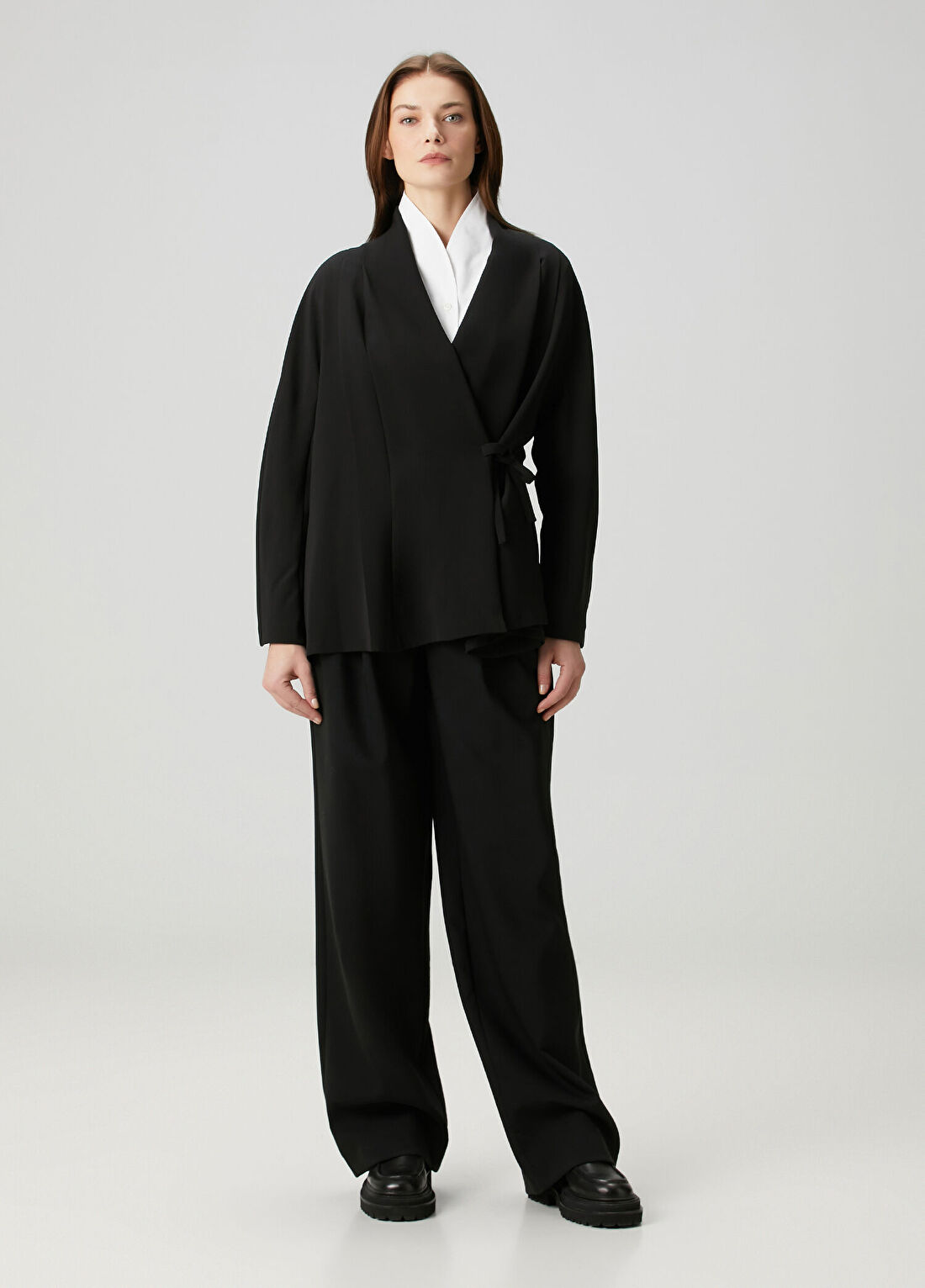 Umit Benan Siyah İpek Kimono görsel 2