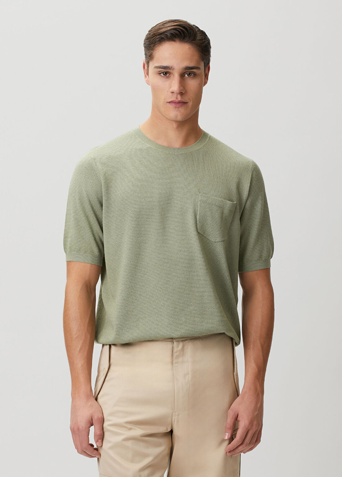 Ralph Lauren Purple Label Yeşil Kısa Kollu İpek Triko