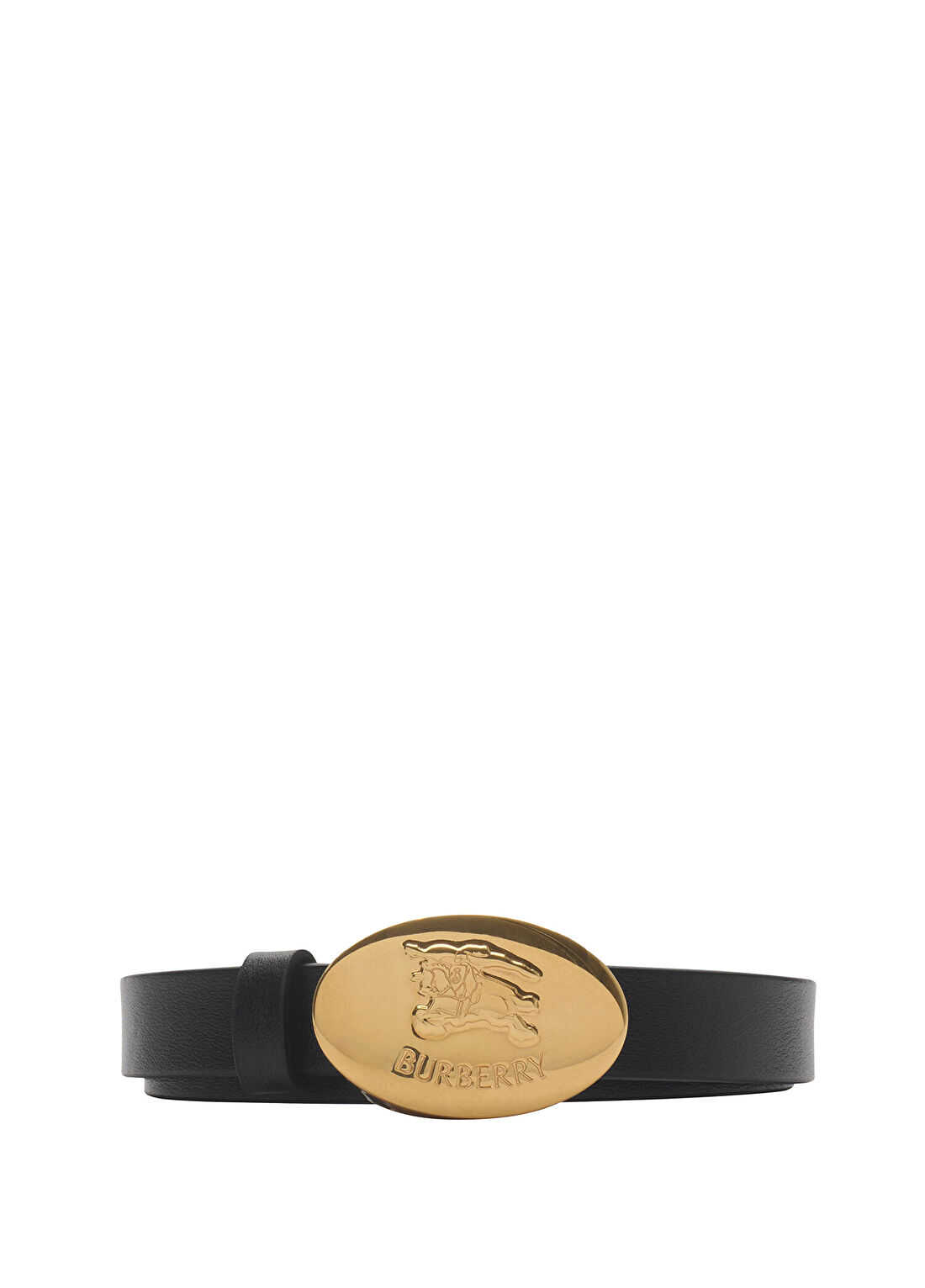 Burberry Thin Reversible Oval Knight Stamp Siyah Deri Çift Taraflı Kadın Kemer