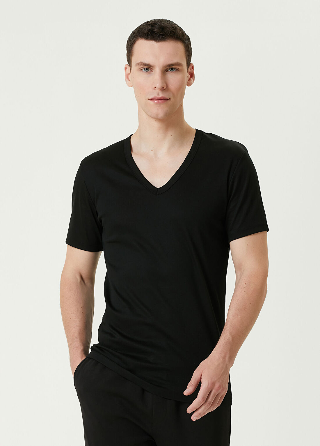 Zimmerli Siyah V Yaka T-shirt