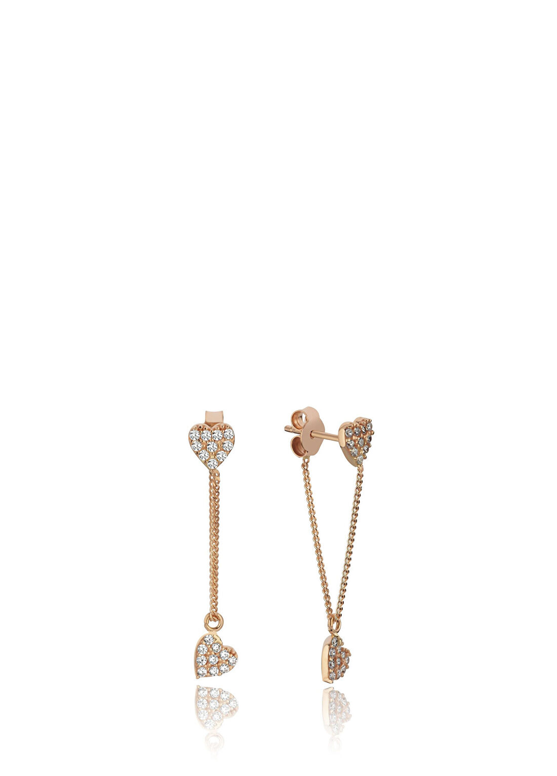 Hamza Yılmaz Jewelry Rose Kalp Zincir 14 Ayar Altın Kadın Küpe