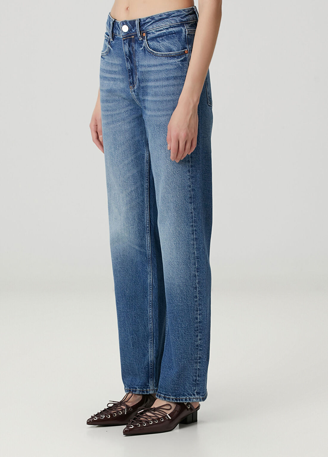 AllSaints Ida Straight Mavi Jean Pantolon görsel 3