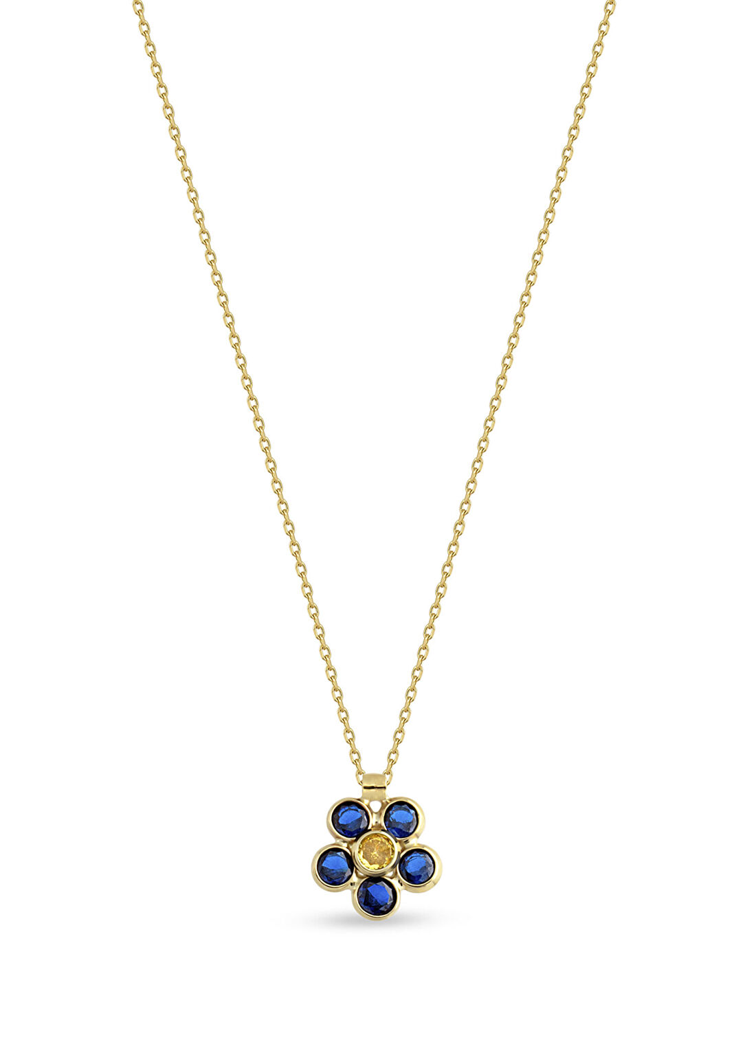 Orena Jewelry Daisy Sapphire 14 Ayar Altın Kadın Kolye