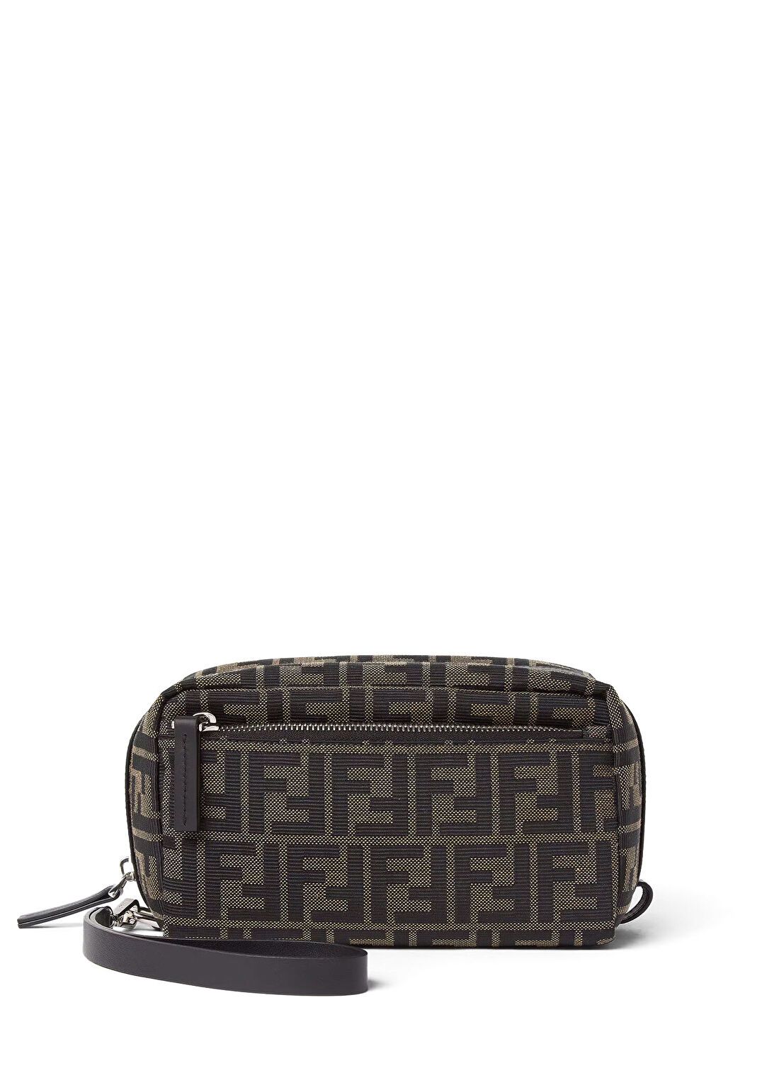 Fendi Small Kahverengi Logo Jakarlı Tıraş Çantası