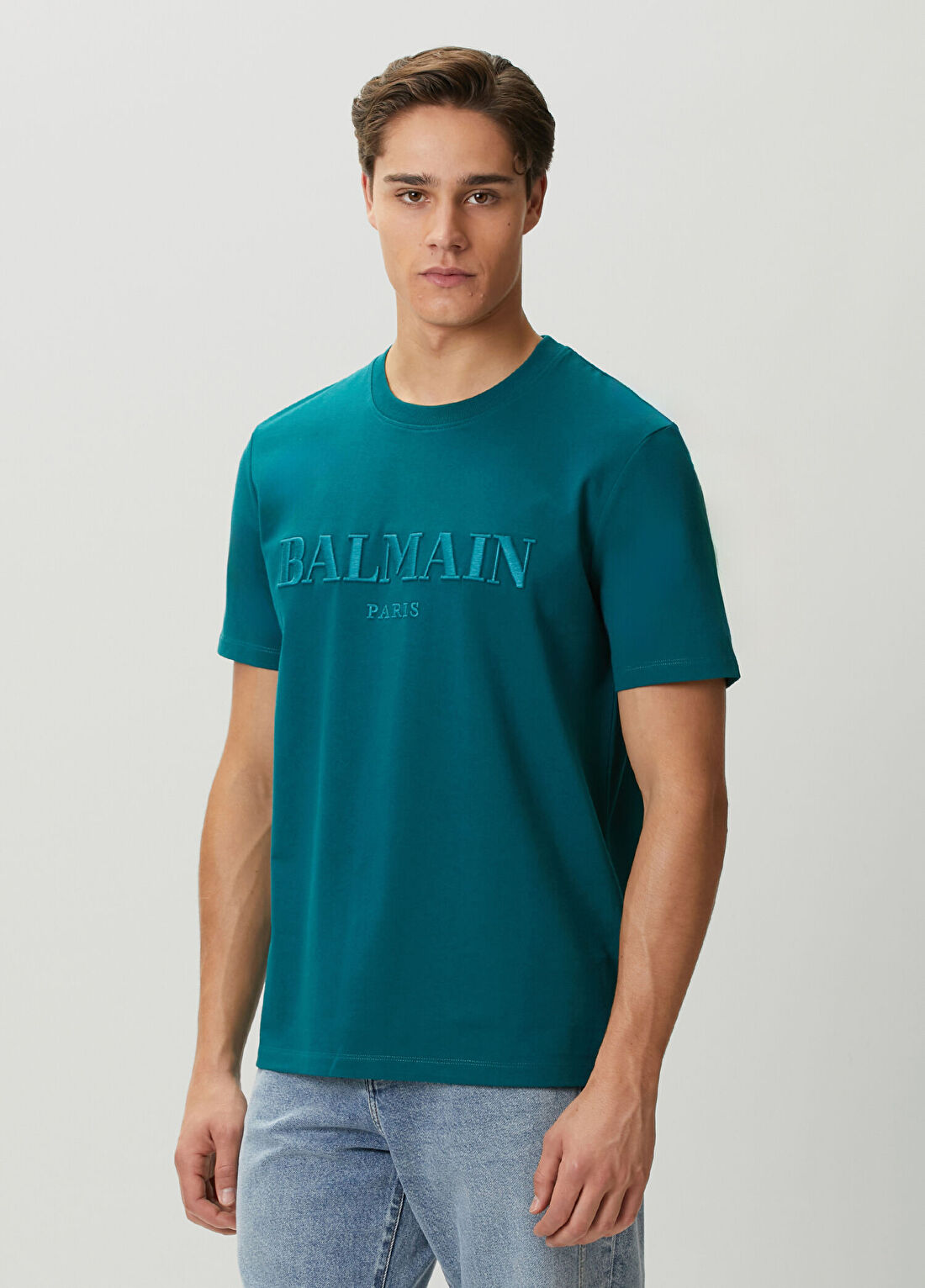 Balmain Yeşil Logo Nakışlı T-shirt görsel 3
